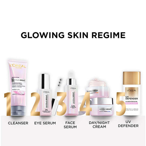 L'Oreal Paris Brightening Serum, 1% Glycolic Acid, 2% Niacinamide Serum, Visibly Minimizes Spots, Reveals Even Skin Tone, Glycolic Bright Skin, 15ml (0.52 oz)