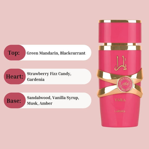 Lattafa Yara Candy - Vanilla, Fruity, Citrus, Floral - Eau de Parfum Long-Lasting Fragrance for Women, 3.40 Ounce / 100 ml