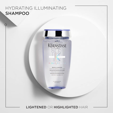 Kerastase Blond Absolu Lumière Illuminating Shampoo & Cicaflash Conditioner Set For Lightened, Highlighted and Grey Hair - Nourishes and Illuminates With Hyaluronic Acid