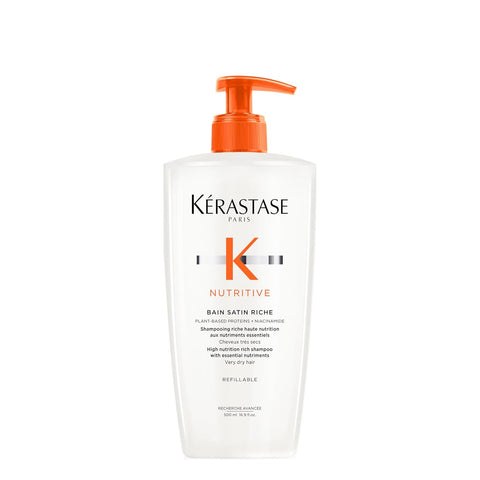 KERASTASE Nutritive Bain Satin Riche Shampoo | Cleanses & Deeply Replenishes Moisture | With Plant-Based Proteins & Niacinamide | For Medium to Thick to Dry Hair