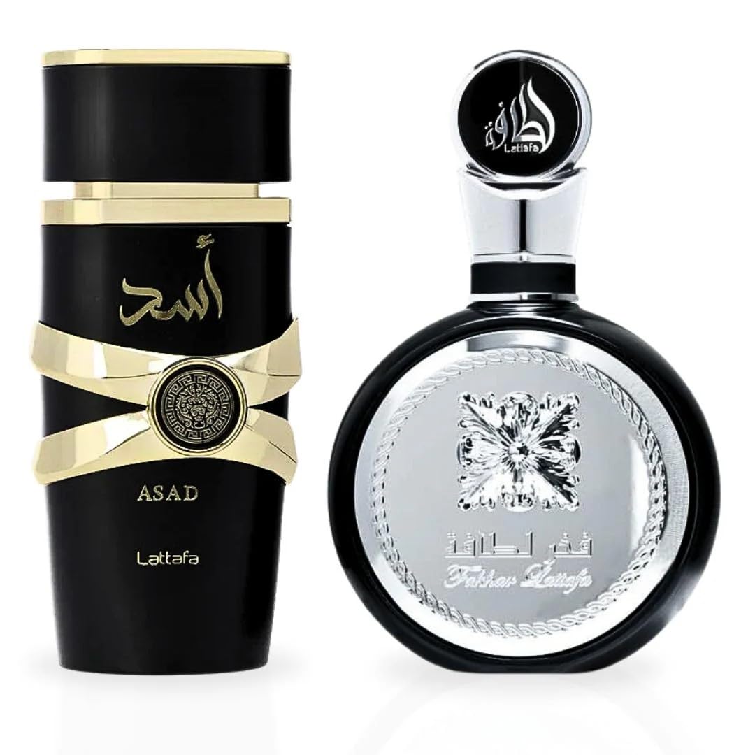 Lattafa Asad & Fakhar For Men Eau De Parfum 100ml Each (3.4 oz) | Long-Lasting Masculine Fragrance Set | Powerful Spicy, Woody, and Fresh Scents