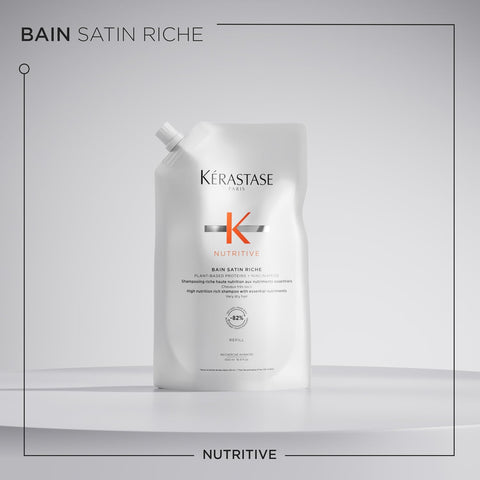 KERASTASE Nutritive Bain Satin Riche Shampoo | Cleanses & Deeply Replenishes Moisture | With Plant-Based Proteins & Niacinamide | For Medium to Thick to Dry Hair