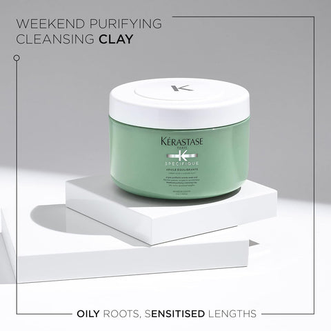 KÉRASTASE Specifique Argile Equilibrante Cleansing Clay, Cleansing Hair Mask for Oily Roots and Dry Ends, Removes Impurities & Refreshes Scalp with Amino Acid for Oily to Normal Hair, 8.5 Fl Oz