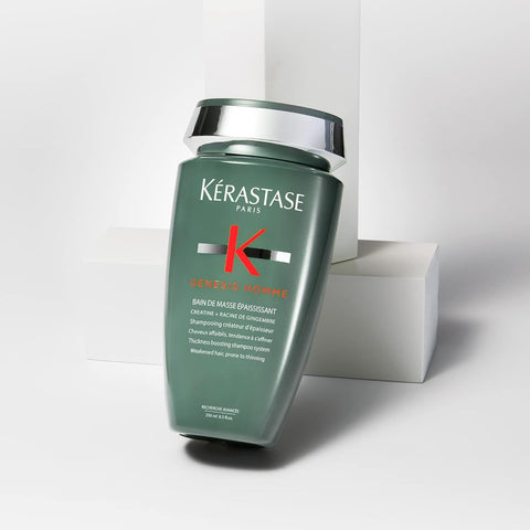 Kerastase Genesis Homme Bain De Masse Shampoo For Men - Thickening & Strengthening Shampoo, Cleanses Weakened Hair & Scalp, 8.5 Fl Oz