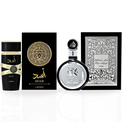 Lattafa Asad & Fakhar For Men Eau De Parfum 100ml Each (3.4 oz) | Long-Lasting Masculine Fragrance Set | Powerful Spicy, Woody, and Fresh Scents