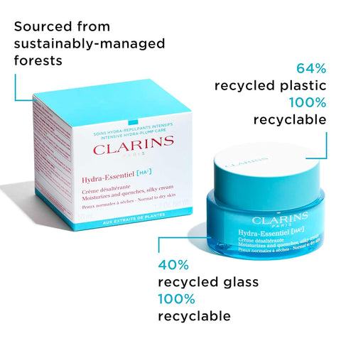 Clarins Hydra-Essentiel Silky Cream|Intensely Hydrating Moisturizer|60 Seconds to Plumper Skin*|Nourishes, Comforts and Softens|Double Dose Hyaluronic Acid|Normal-Dry Skin|1.7 Ounces