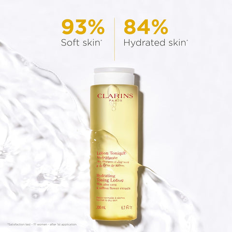 Clarins Hydrating Toning Lotion | Cleanses, Tones, Hydrates and Balances Skin's Microbiota |Plant-Based Ingredients, Including Aloe Vera | Alcohol-Free | Normal to Dry Skin Types