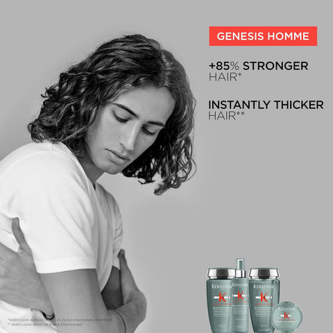 Kerastase Genesis Homme Bain De Masse Shampoo For Men - Thickening & Strengthening Shampoo, Cleanses Weakened Hair & Scalp, 8.5 Fl Oz