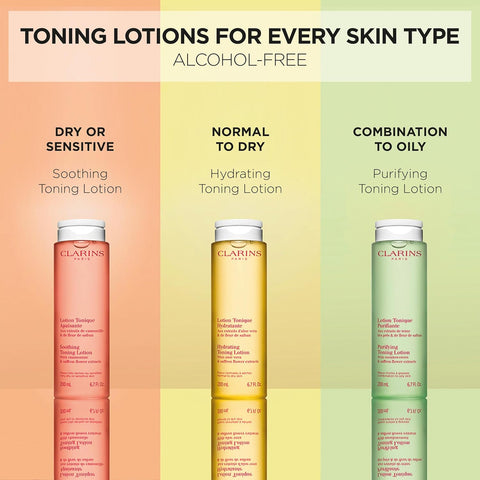 Clarins Hydrating Toning Lotion | Cleanses, Tones, Hydrates and Balances Skin's Microbiota |Plant-Based Ingredients, Including Aloe Vera | Alcohol-Free | Normal to Dry Skin Types