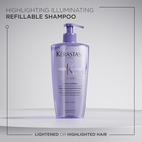 Kerastase Blond Absolu Lumière Illuminating Shampoo For Lightened & Highlighted Hair - Intensely Hydrates & Illuminates Shiny Hair, Removes Impurities & Pollution