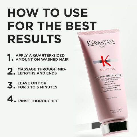 Kerastase Genesis Strengthening Fondant Renforcateur Conditioner - For Weak or Damaged Hair, Detangles & Hydrates, For Normal to Dry Hair