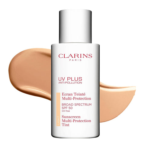 Clarins UV Plus Anti-Pollution, Broad Spectrum SPF 50 Tinted Face Sunscreen | Sheer Finish | Lightweight and Oil-Free | Triple Protection From UVA/UVB Rays, Free Radicals and Pollutants