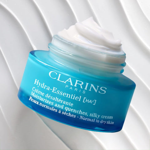 Clarins Hydra-Essentiel Silky Cream|Intensely Hydrating Moisturizer|60 Seconds to Plumper Skin*|Nourishes, Comforts and Softens|Double Dose Hyaluronic Acid|Normal-Dry Skin|1.7 Ounces