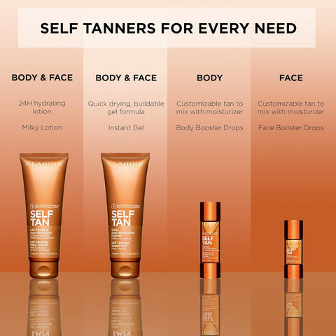 Clarins Self Tanning Tinted Gel | Self Tanner For Face and Body | Natural, Long-Lasting, Streak-Free, Buildable, Instant Tan* | Non-Staining and Fast Absorbing | Contains Glycerin