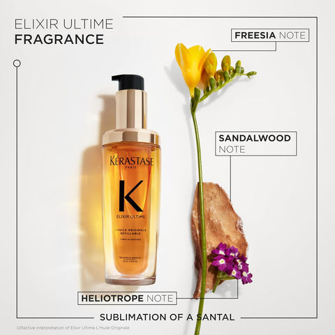 Kerastase Elixir Ultime Refillable Hair Oil - Hydrates & Smoothes Frizz, Adds Shine, With Wild Camellia, Nourishes & Strengthens Hair