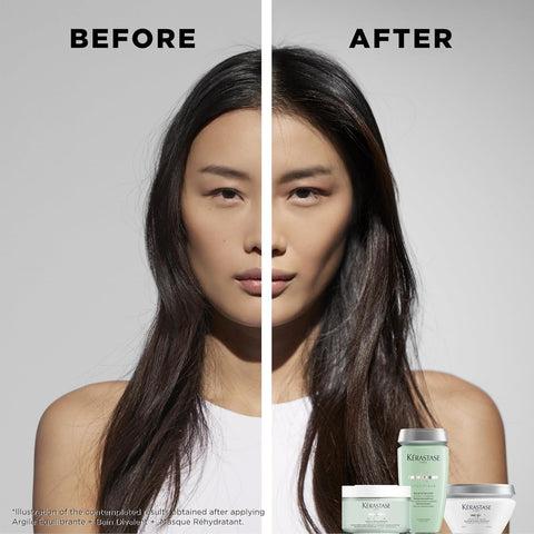 Kerastase Specifique Balancing Shampoo For Oily Scalp & Hair - Cleanses Oil From Roots and Hydrates Dry Hair Ends