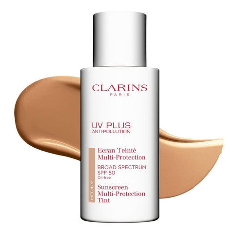 Clarins UV Plus Anti-Pollution, Broad Spectrum SPF 50 Tinted Face Sunscreen | Sheer Finish | Lightweight and Oil-Free | Triple Protection From UVA/UVB Rays, Free Radicals and Pollutants