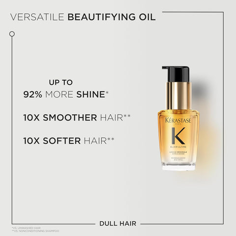 Kerastase Elixir Ultime Refillable Hair Oil - Hydrates & Smoothes Frizz, Adds Shine, With Wild Camellia, Nourishes & Strengthens Hair