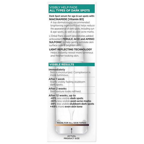 L'Oreal Paris Bright Reveal Niacinamide Dark Spot Serum + Broad-Spectrum SPF 50 Daily UV Lotion + Moisturizer Samples