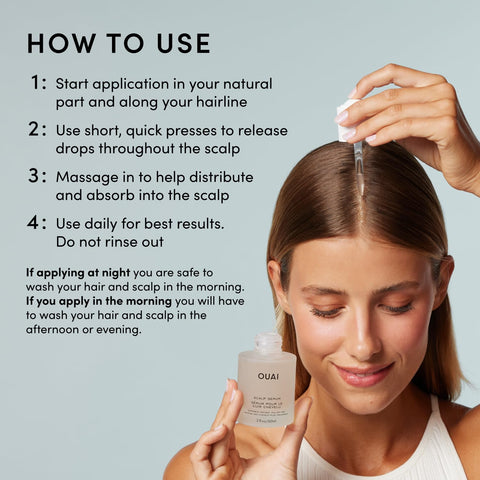 OUAI Scalp Serum - Balancing Hair Serum with Red Clover Extract, Siberian Ginseng and Peptides for Thicker and Fuller-Looking Hair - Paraben, Phthalate and Sulfate Free Scalp Care (2 Fl Oz)