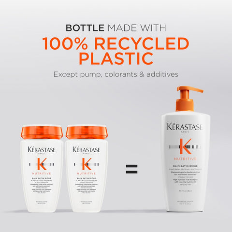 KERASTASE Nutritive Bain Satin Riche Shampoo | Cleanses & Deeply Replenishes Moisture | With Plant-Based Proteins & Niacinamide | For Medium to Thick to Dry Hair
