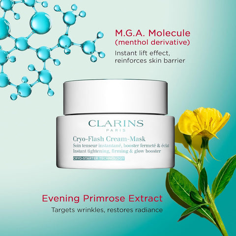 Clarins Cryo-Flash Face Mask | Visible Lift Effect in 10 Minutes* | Visibly Minimizes Pores | Boosts Radiance | Pro Like Results | All Skin Types