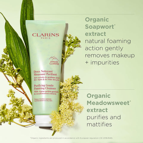 Clarins Purifying Gentle Foaming Face Cleanser | Cleanses, Purifies and Mattifies | Contains Salicylic Acid | Soap-Free | SLS-Free | Combination To Oily Skin Type