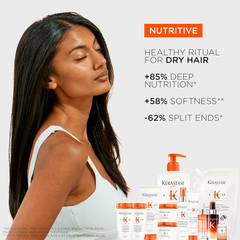 KERASTASE Nutritive Bain Satin Riche Shampoo | Cleanses & Deeply Replenishes Moisture | With Plant-Based Proteins & Niacinamide | For Medium to Thick to Dry Hair