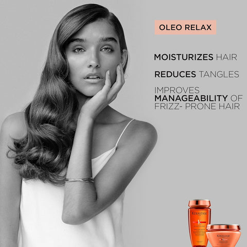 Kerastase Discipline Oleo-Relax Oil-infused Anti-Frizz Shampoo & Hair Mask Set For All Hair Types - Moisturizes and Detangles With Shorea butter and Coconut Oil