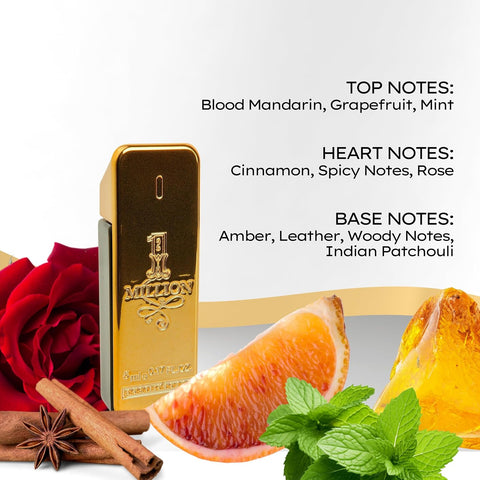 Paco Rabanne 1 Million Fragrance For Men - Fresh And Spicy Notes Of Amber, Leather Tangerine Adds A Touch Irresistible Seduction Ideal With Rebellious Charm Edt Spray 6.8 Oz