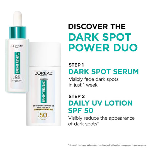 L'Oreal Paris Bright Reveal Niacinamide Dark Spot Serum + Broad-Spectrum SPF 50 Daily UV Lotion + Moisturizer Samples
