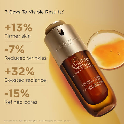 Clarins Double Serum | Anti Aging Face Serum | Visibly Firms, Smoothes, Boosts Radiance, and Refines Pores | 24H Hydration | All Skin Types